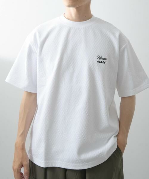 URBAN RESEARCH ITEMS / アーバンリサーチ アイテムズ Tシャツ | ワンポイント刺繍ヘリンボンジャカードTシャツ | 詳細1