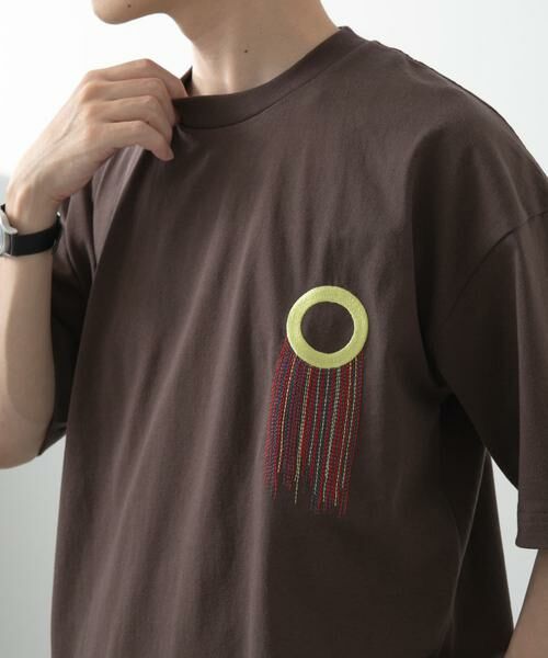 URBAN RESEARCH ITEMS/アーバンリサーチ アイテムズ フリンジ刺繍T-shirts Circle ブラウン L URBAN RESEARCH ITEMS/アーバンリサーチ アイテムズ フリンジ刺繍T-shirts Circle ブラウン L