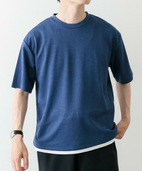URBAN RESEARCH ITEMS / アーバンリサーチ アイテムズ Tシャツ | フェイクレイヤードドビートップス(ブルー)