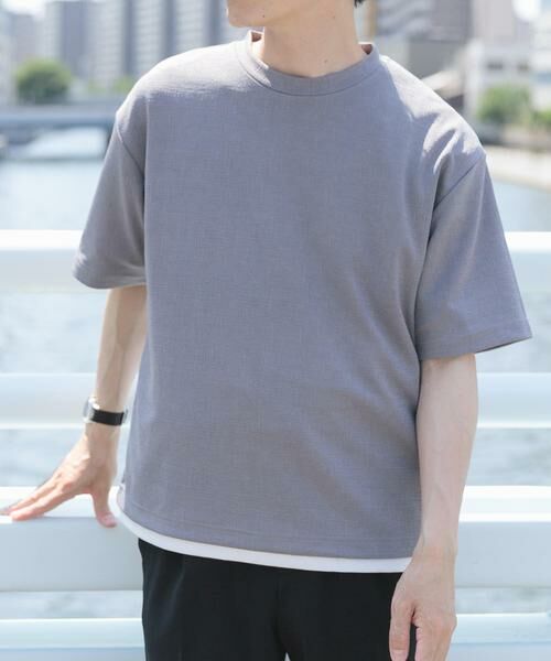 URBAN RESEARCH ITEMS/アーバンリサーチ アイテムズ フェイクレイヤードドビートップス グレー M