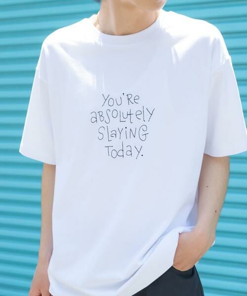 URBAN RESEARCH ITEMS / アーバンリサーチ アイテムズ Tシャツ | レタード刺繍Tシャツ slaying today | 詳細1