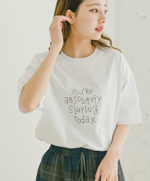 URBAN RESEARCH ITEMS / アーバンリサーチ アイテムズ Tシャツ | レタード刺繍Tシャツ slaying today | 詳細4