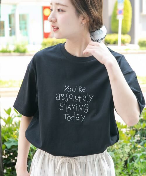 URBAN RESEARCH ITEMS / アーバンリサーチ アイテムズ Tシャツ | レタード刺繍Tシャツ slaying today | 詳細19