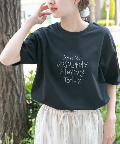 URBAN RESEARCH ITEMS / アーバンリサーチ アイテムズ Tシャツ | レタード刺繍Tシャツ slaying today | 詳細20