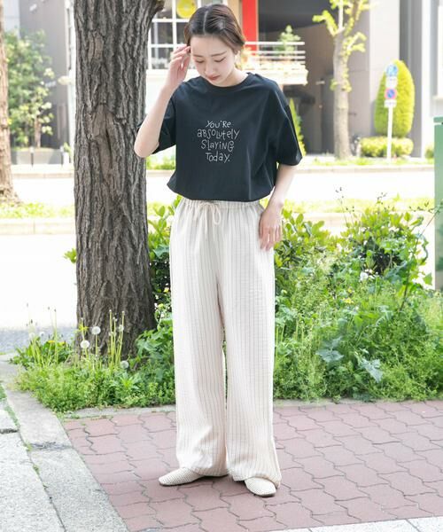 URBAN RESEARCH ITEMS / アーバンリサーチ アイテムズ Tシャツ | レタード刺繍Tシャツ slaying today | 詳細22