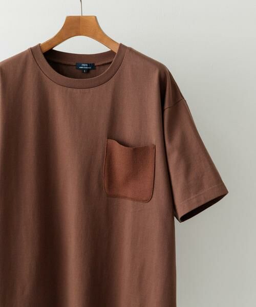 URBAN RESEARCH ITEMS/アーバンリサーチ アイテムズ ポケット切替クルーネックTシャツ ブラウン L