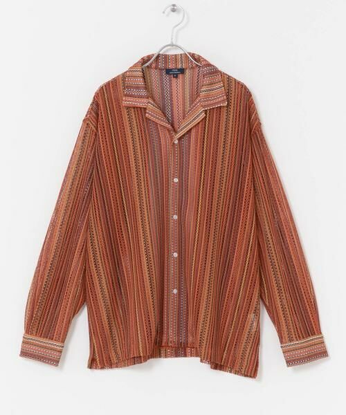 URBAN RESEARCH ITEMS / アーバンリサーチ アイテムズ シャツ・ブラウス | マルチストライプレースオープンカラーシャツ | 詳細5