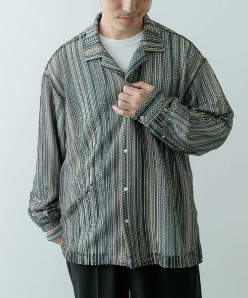 URBAN RESEARCH ITEMS / アーバンリサーチ アイテムズ シャツ・ブラウス | マルチストライプレースオープンカラーシャツ | 詳細7