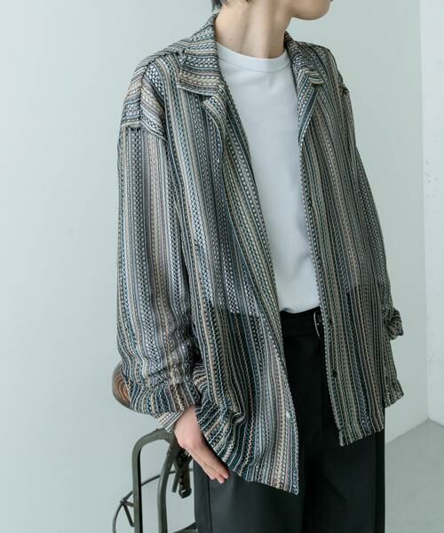 URBAN RESEARCH ITEMS / アーバンリサーチ アイテムズ シャツ・ブラウス | マルチストライプレースオープンカラーシャツ | 詳細16