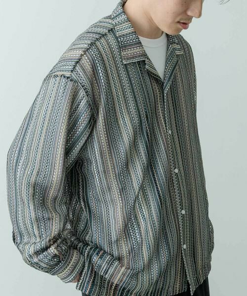 URBAN RESEARCH ITEMS / アーバンリサーチ アイテムズ シャツ・ブラウス | マルチストライプレースオープンカラーシャツ | 詳細8