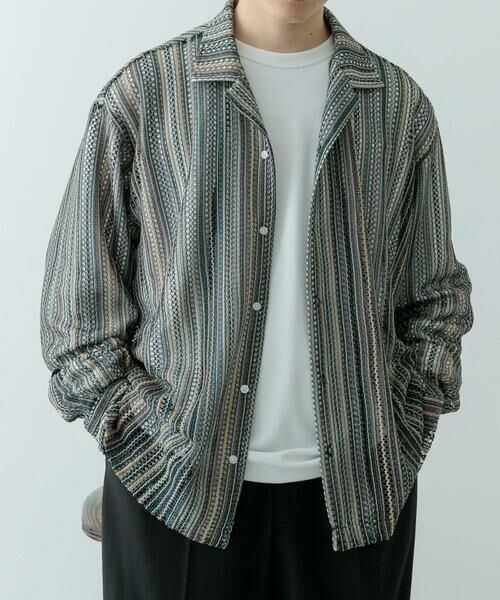 URBAN RESEARCH ITEMS / アーバンリサーチ アイテムズ シャツ・ブラウス | マルチストライプレースオープンカラーシャツ | 詳細10