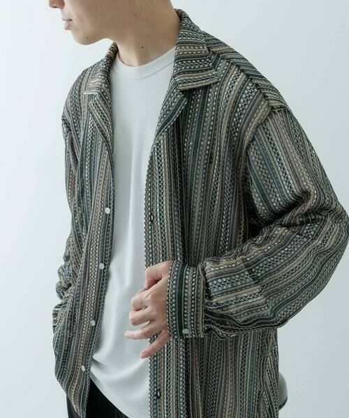 URBAN RESEARCH ITEMS / アーバンリサーチ アイテムズ シャツ・ブラウス | マルチストライプレースオープンカラーシャツ | 詳細11