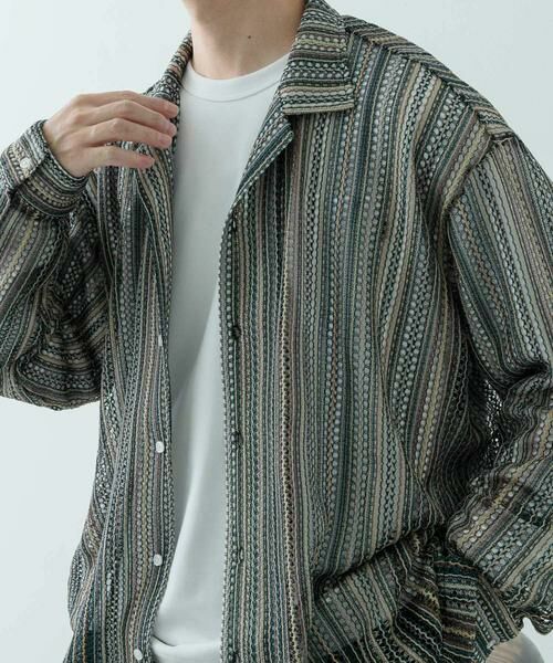 URBAN RESEARCH ITEMS / アーバンリサーチ アイテムズ シャツ・ブラウス | マルチストライプレースオープンカラーシャツ | 詳細12