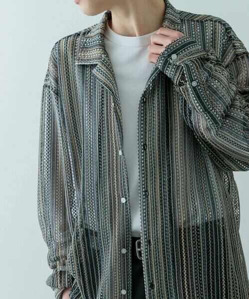 URBAN RESEARCH ITEMS / アーバンリサーチ アイテムズ シャツ・ブラウス | マルチストライプレースオープンカラーシャツ | 詳細15