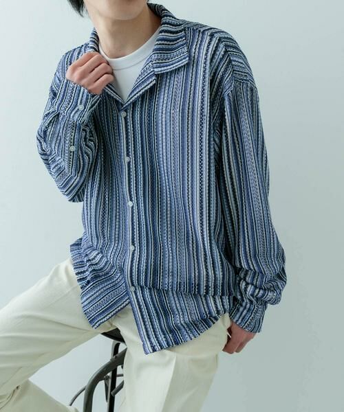 URBAN RESEARCH ITEMS / アーバンリサーチ アイテムズ シャツ・ブラウス | マルチストライプレースオープンカラーシャツ | 詳細21