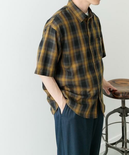 URBAN RESEARCH ITEMS/アーバンリサーチ アイテムズ オンブレチェックショートスリーブシャツ ブラウン M URBAN RESEARCH ITEMS/アーバンリサーチ アイテムズ オンブレチェックショートスリーブシャツ ブラウン M