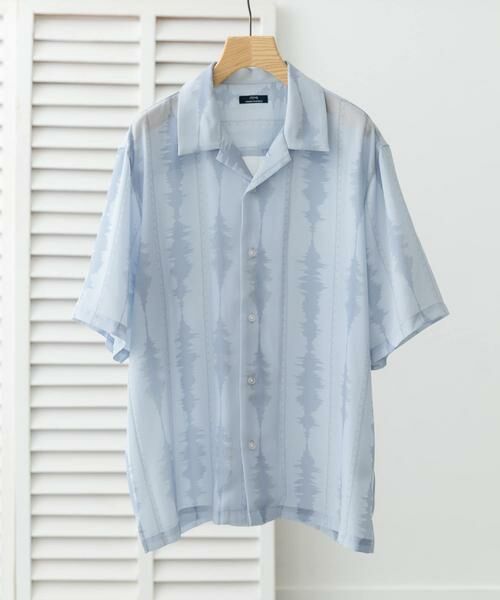 URBAN RESEARCH ITEMS/アーバンリサーチ アイテムズ デジタルストライププリント半袖シャツ グレー L URBAN RESEARCH ITEMS/アーバンリサーチ アイテムズ デジタルストライププリント半袖シャツ グレー L