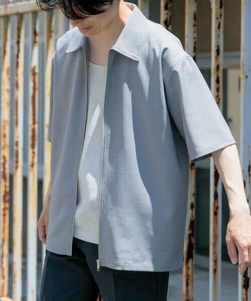 URBAN RESEARCH ITEMS / アーバンリサーチ アイテムズ シャツ・ブラウス | 2wayストレッチジップアップ半袖シャツ(グレー)