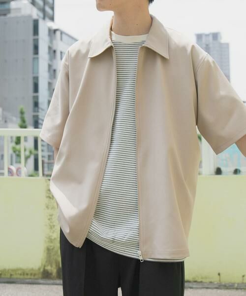 URBAN RESEARCH ITEMS / アーバンリサーチ アイテムズ シャツ・ブラウス | 2wayストレッチジップアップ半袖シャツ(ベージュ)
