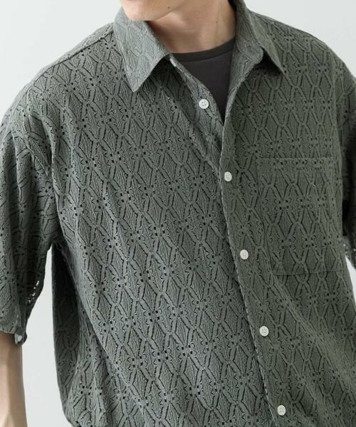 URBAN RESEARCH ITEMS / アーバンリサーチ アイテムズ シャツ・ブラウス | レギュラーカラーレース半袖シャツ | 詳細1