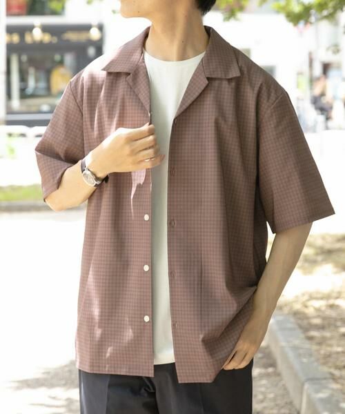 URBAN RESEARCH ITEMS/アーバンリサーチ アイテムズ Tattersall Open Collar shirts ブラウン M URBAN RESEARCH ITEMS/アーバンリサーチ アイテムズ Tattersall Open Collar shirts ブラウン M
