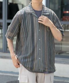 URBAN RESEARCH ITEMS / アーバンリサーチ アイテムズ シャツ・ブラウス | マルチストライプレースオープンカラーショートスリーブシャツ