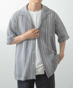 URBAN RESEARCH ITEMS / アーバンリサーチ アイテムズ シャツ・ブラウス | マルチストライプレースオープンカラーショートスリーブシャツ