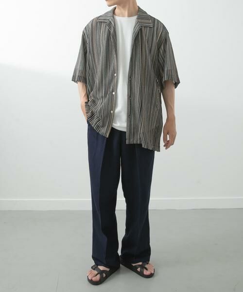 URBAN RESEARCH ITEMS / アーバンリサーチ アイテムズ シャツ・ブラウス | マルチストライプレースオープンカラーショートスリーブシャツ | 詳細9