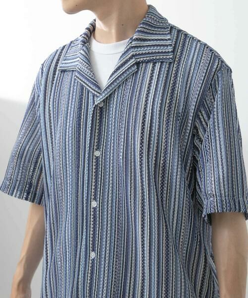 URBAN RESEARCH ITEMS / アーバンリサーチ アイテムズ シャツ・ブラウス | マルチストライプレースオープンカラーショートスリーブシャツ | 詳細12
