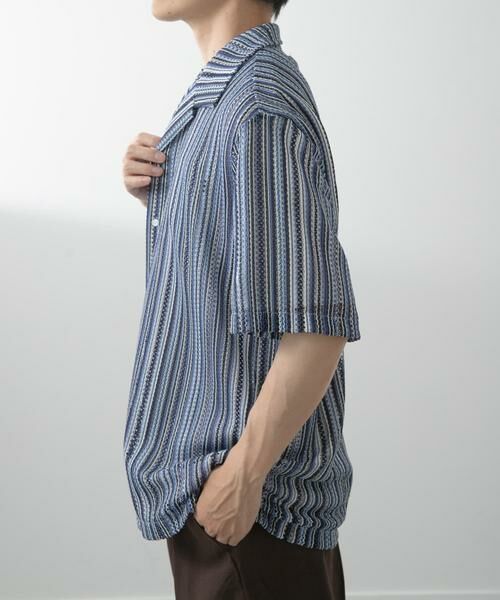 URBAN RESEARCH ITEMS / アーバンリサーチ アイテムズ シャツ・ブラウス | マルチストライプレースオープンカラーショートスリーブシャツ | 詳細13