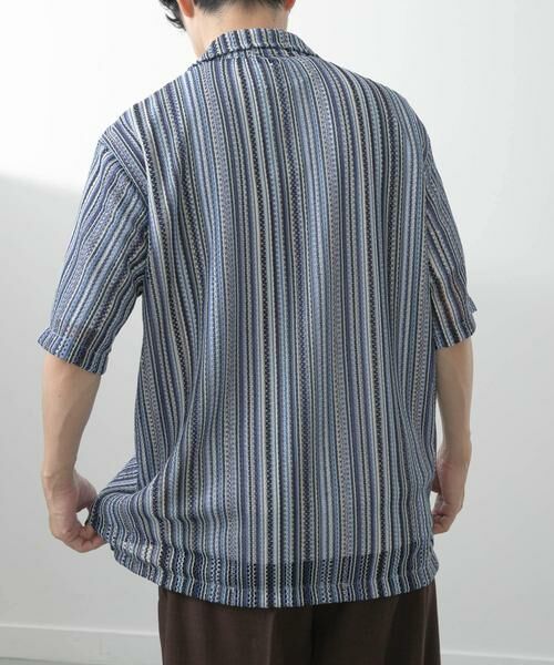 URBAN RESEARCH ITEMS / アーバンリサーチ アイテムズ シャツ・ブラウス | マルチストライプレースオープンカラーショートスリーブシャツ | 詳細14