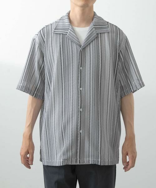 URBAN RESEARCH ITEMS / アーバンリサーチ アイテムズ シャツ・ブラウス | マルチストライプレースオープンカラーショートスリーブシャツ | 詳細18
