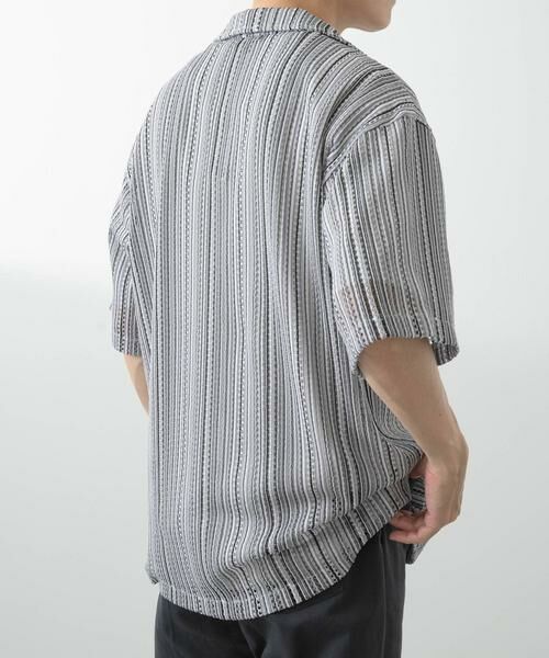 URBAN RESEARCH ITEMS / アーバンリサーチ アイテムズ シャツ・ブラウス | マルチストライプレースオープンカラーショートスリーブシャツ | 詳細20