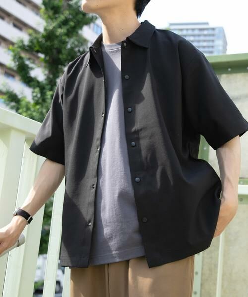 URBAN RESEARCH ITEMS/アーバンリサーチ アイテムズ 2wayストレッチスナップ半袖シャツ ブラック M URBAN RESEARCH ITEMS/アーバンリサーチ アイテムズ 2wayストレッチスナップ半袖シャツ ブラック M