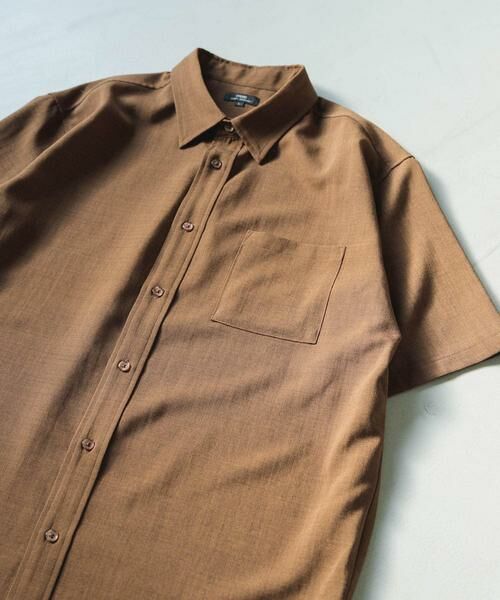 URBAN RESEARCH ITEMS/アーバンリサーチ アイテムズ 『イージーケア/速乾/UVカット』『セットアップ対応』クイックドライリネンタッチ半袖シャツ ブラウン M
