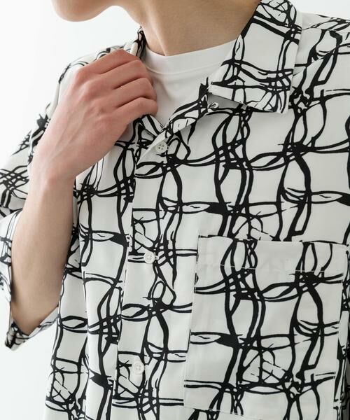 URBAN RESEARCH ITEMS / アーバンリサーチ アイテムズ シャツ・ブラウス | ラインアートプリントオープンカラー半袖シャツ | 詳細1