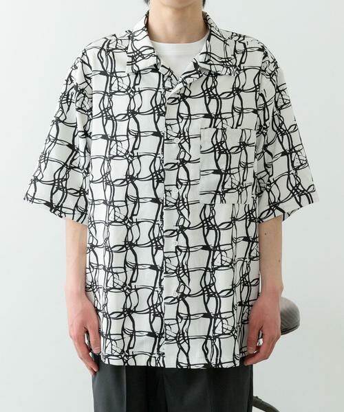 URBAN RESEARCH ITEMS / アーバンリサーチ アイテムズ シャツ・ブラウス | ラインアートプリントオープンカラー半袖シャツ | 詳細6