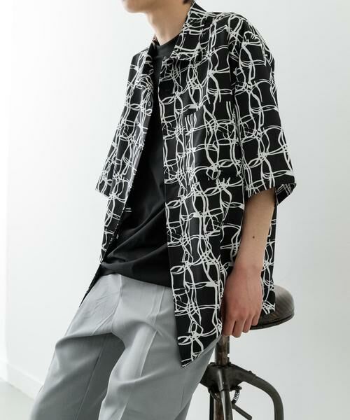 URBAN RESEARCH ITEMS / アーバンリサーチ アイテムズ シャツ・ブラウス | ラインアートプリントオープンカラー半袖シャツ | 詳細14