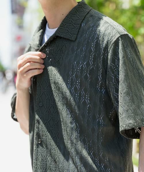 URBAN RESEARCH ITEMS / アーバンリサーチ アイテムズ シャツ・ブラウス | ジオメレースオープンカラー半袖シャツ | 詳細1