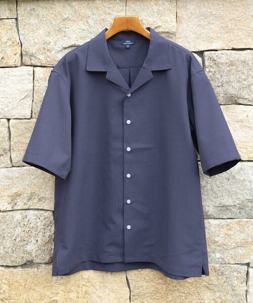 URBAN RESEARCH ITEMS / アーバンリサーチ アイテムズ シャツ・ブラウス | リネンタッチオープンカラーシアーシャツ(ネイビー)