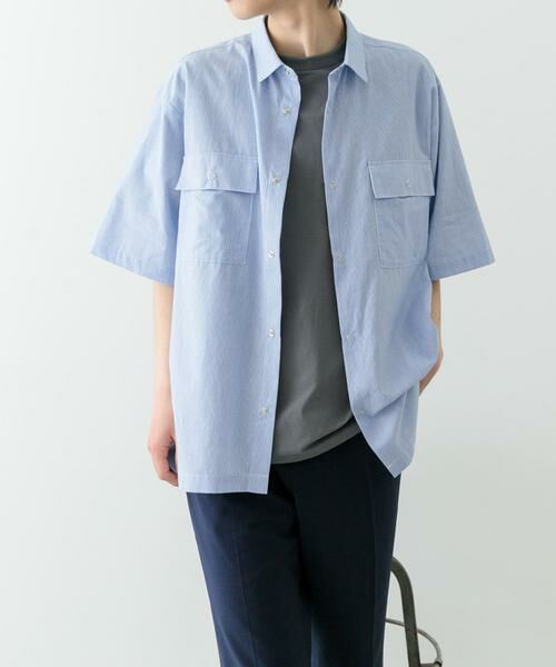 URBAN RESEARCH ITEMS / アーバンリサーチ アイテムズ シャツ・ブラウス | ストライプリングドットボタン半袖シャツ | 詳細8