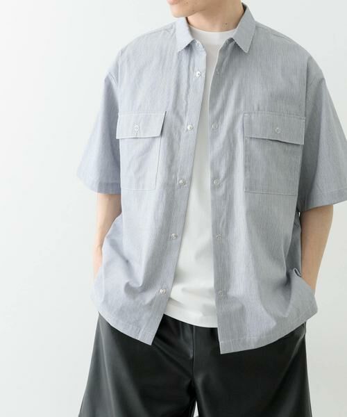 URBAN RESEARCH ITEMS / アーバンリサーチ アイテムズ シャツ・ブラウス | ストライプリングドットボタン半袖シャツ | 詳細13