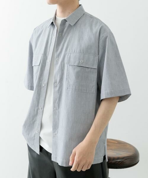 URBAN RESEARCH ITEMS / アーバンリサーチ アイテムズ シャツ・ブラウス | ストライプリングドットボタン半袖シャツ | 詳細14