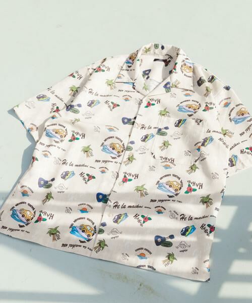 URBAN RESEARCH ITEMS / アーバンリサーチ アイテムズ シャツ・ブラウス | アロハプリントオープンカラー半袖シャツ(ベージュ)