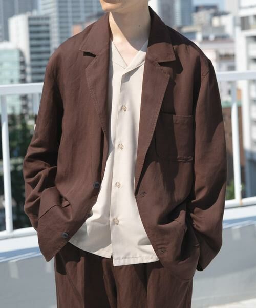 URBAN RESEARCH ITEMS/アーバンリサーチ アイテムズ Linen Blend Tailored Shirts Jacket ブラウン M