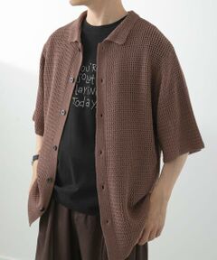 URBAN RESEARCH ITEMS / アーバンリサーチ アイテムズ シャツ・ブラウス | 透かし編みニットレギュラーカラーシャツ