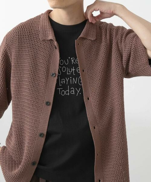 URBAN RESEARCH ITEMS / アーバンリサーチ アイテムズ シャツ・ブラウス | 透かし編みニットレギュラーカラーシャツ | 詳細1