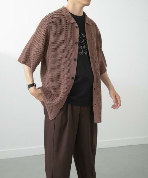 URBAN RESEARCH ITEMS / アーバンリサーチ アイテムズ シャツ・ブラウス | 透かし編みニットレギュラーカラーシャツ | 詳細6