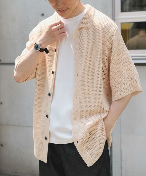 URBAN RESEARCH ITEMS / アーバンリサーチ アイテムズ シャツ・ブラウス | 透かし編みニットレギュラーカラーシャツ | 詳細15