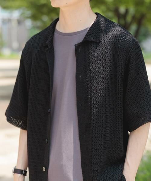 URBAN RESEARCH ITEMS / アーバンリサーチ アイテムズ シャツ・ブラウス | 透かし編みニットレギュラーカラーシャツ | 詳細24